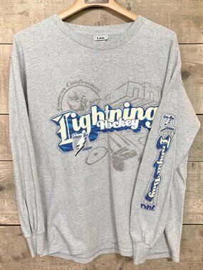 Tampa Bay Lightning NHL Long Sleeve Shirt Gray Medium 90% Cotton 10% Polyester B